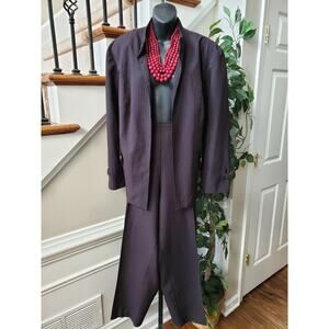 Perceptions Women Black Polyester Open Front Blazer & Pant 2 Pc's Suit Size 24W